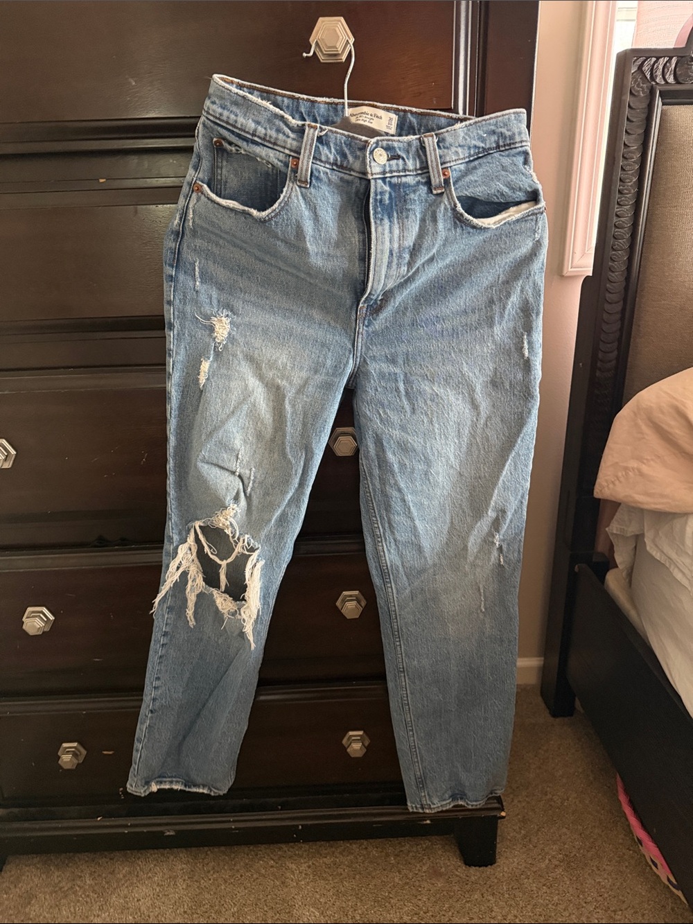 Abercrombie & Fitch Light Blue Distressed Boyfriend Jeans